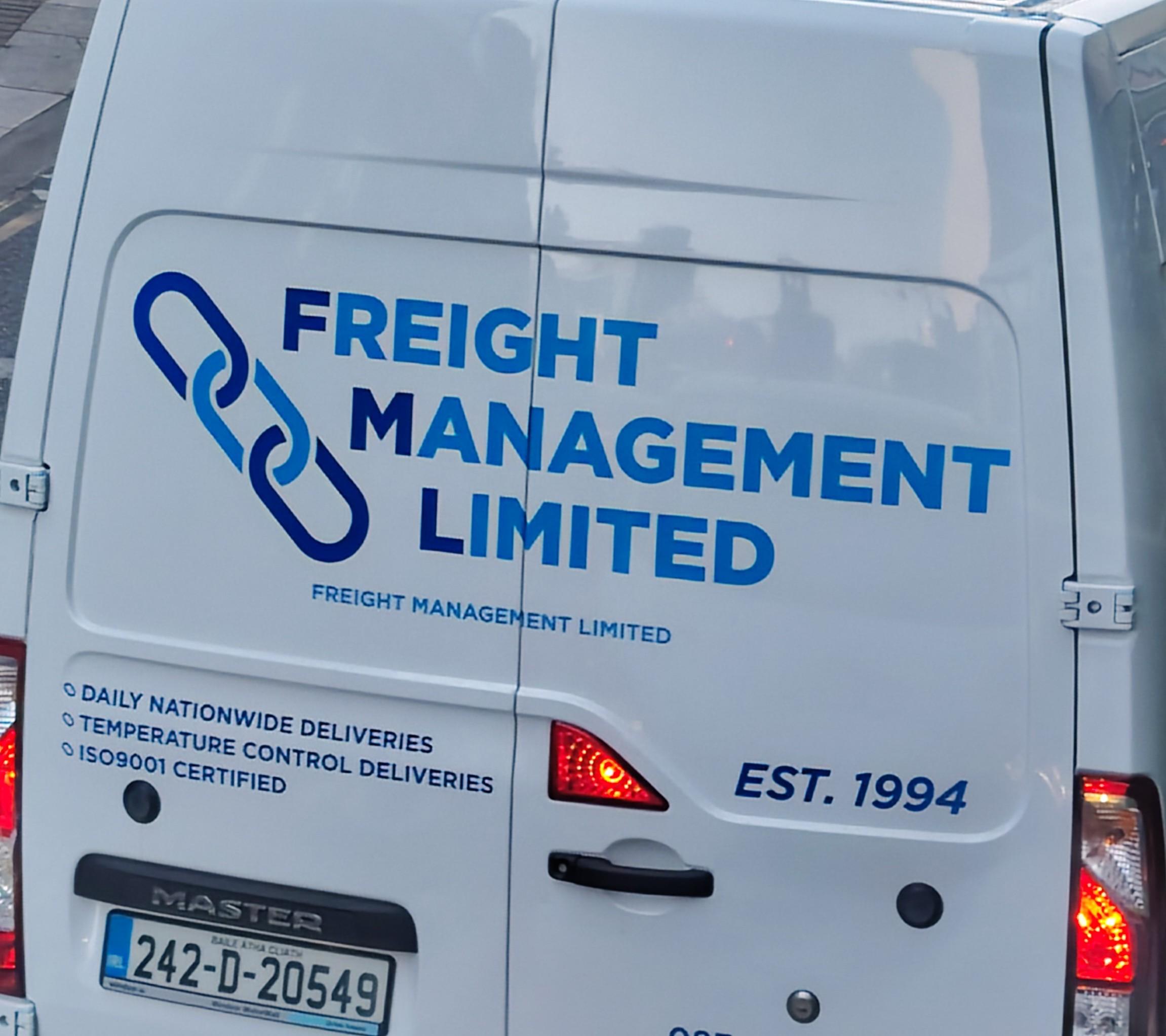 Back of a van that says Freight Management Limited