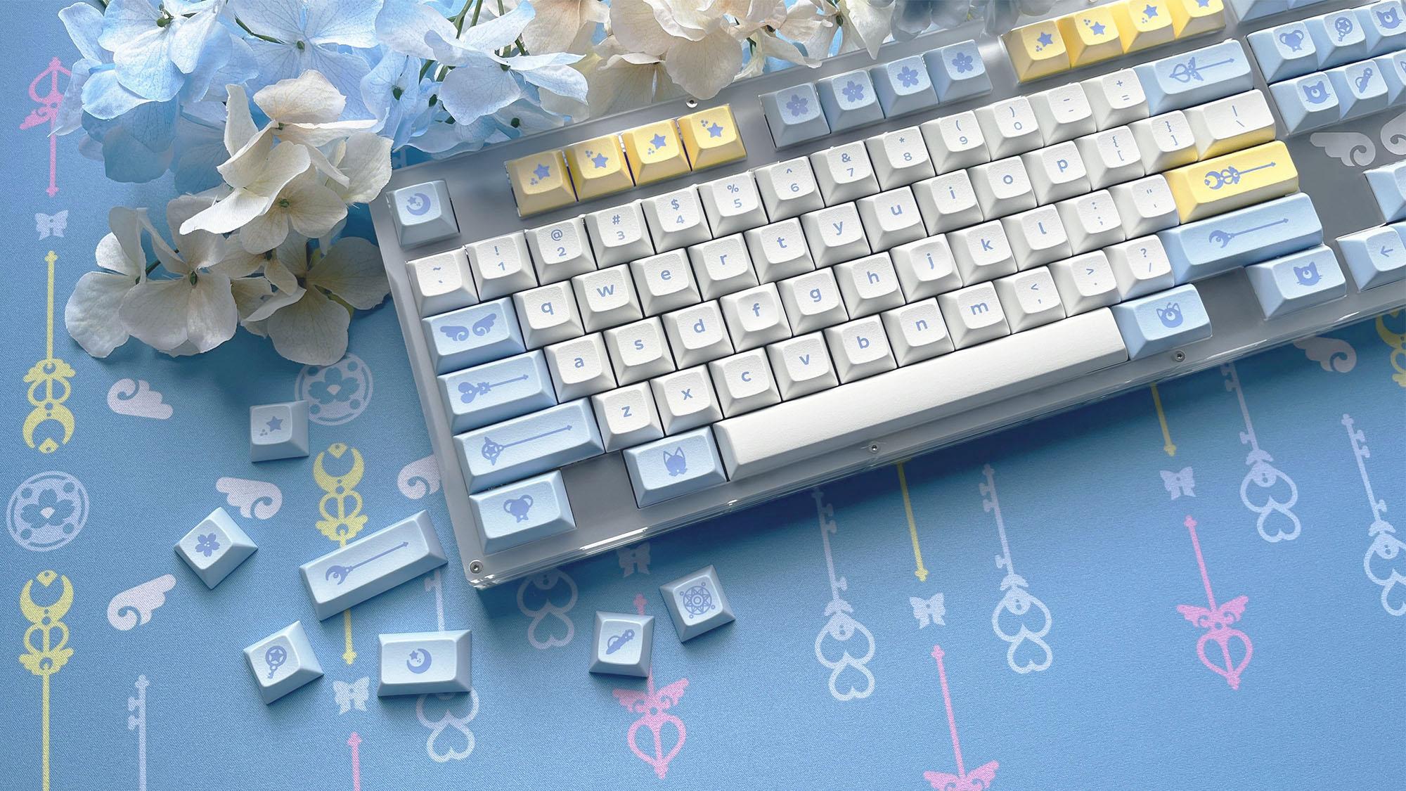 blue keyboard with yellow accents
